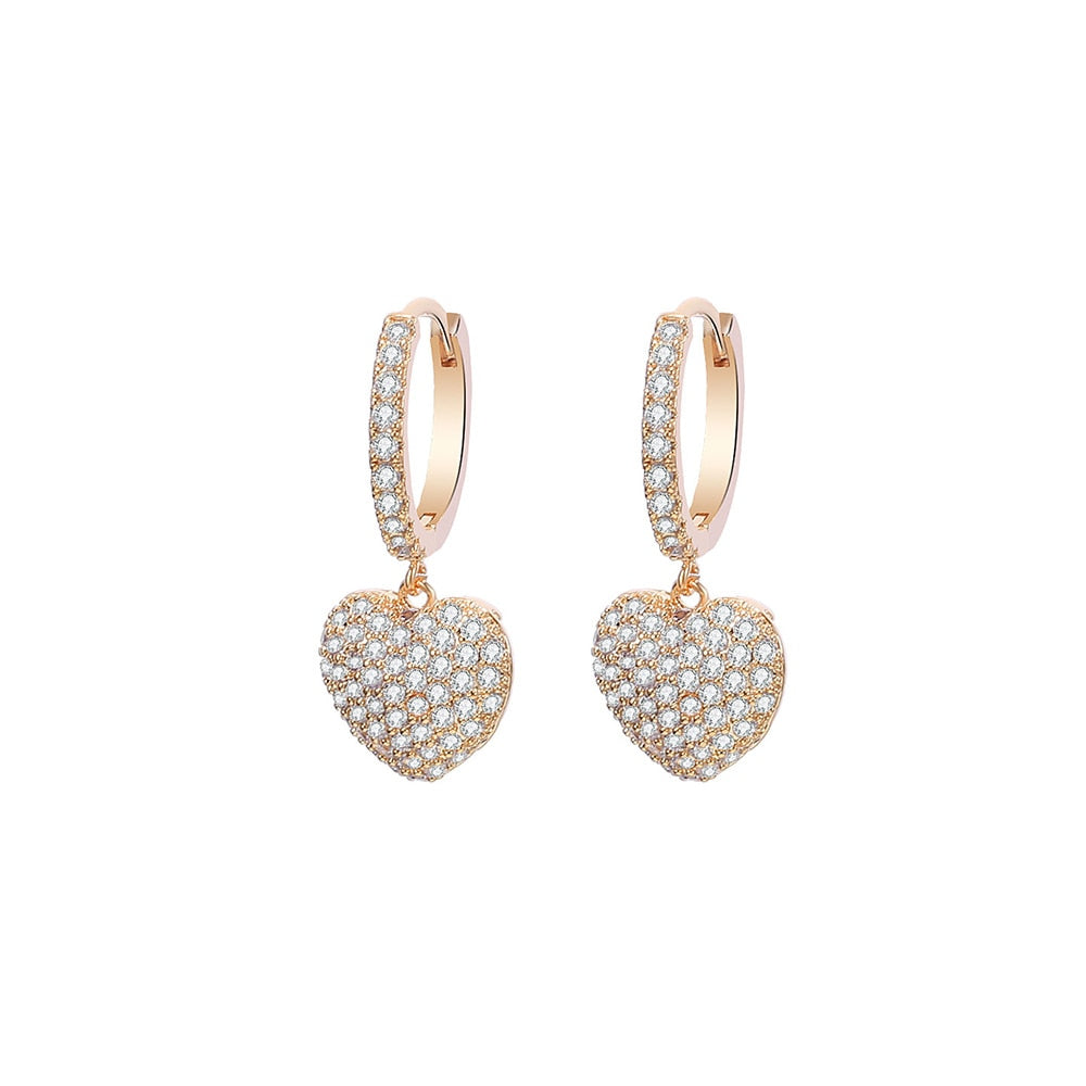 Cubic Zircon Peach Heart Drop Earrings For Women Cute Rose Gold Silver Color Earrings Luxury  Party Wedding Jewelry Lovely Gifts