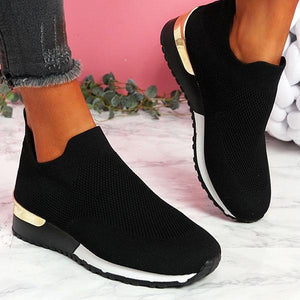 Shoes Sneakers Women Shoes Ladies Slip-On Knit Solid Color Sneakers for Female Sport Mesh Casual Shoes for Women 2021