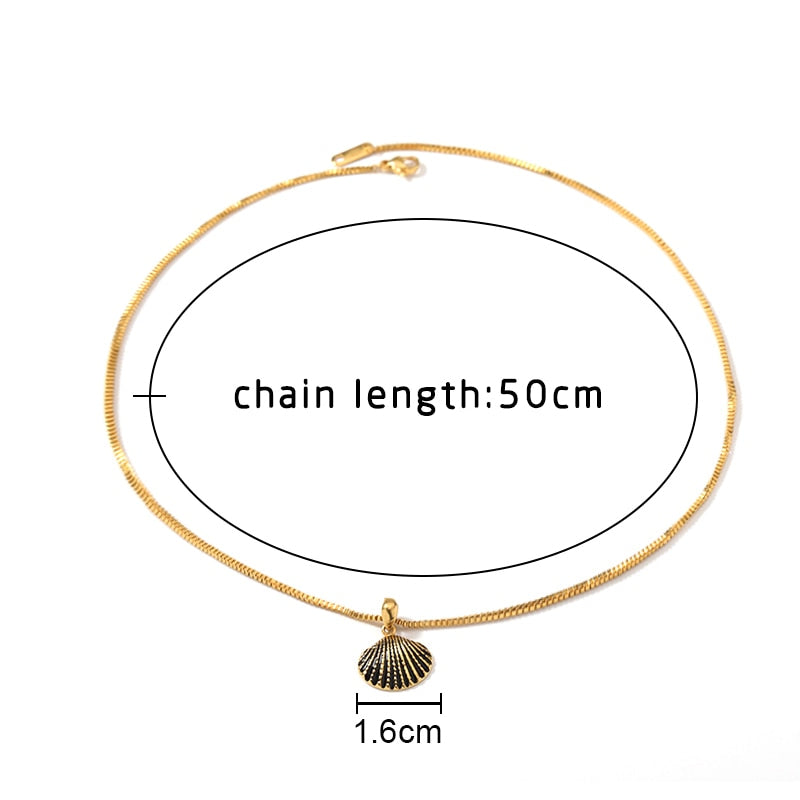 Scallop Shell Necklace For Women Girls Dainty Gold Chain Ketting Necklaces Pendents BFF Jewelry Long Statement Collares Mujer
