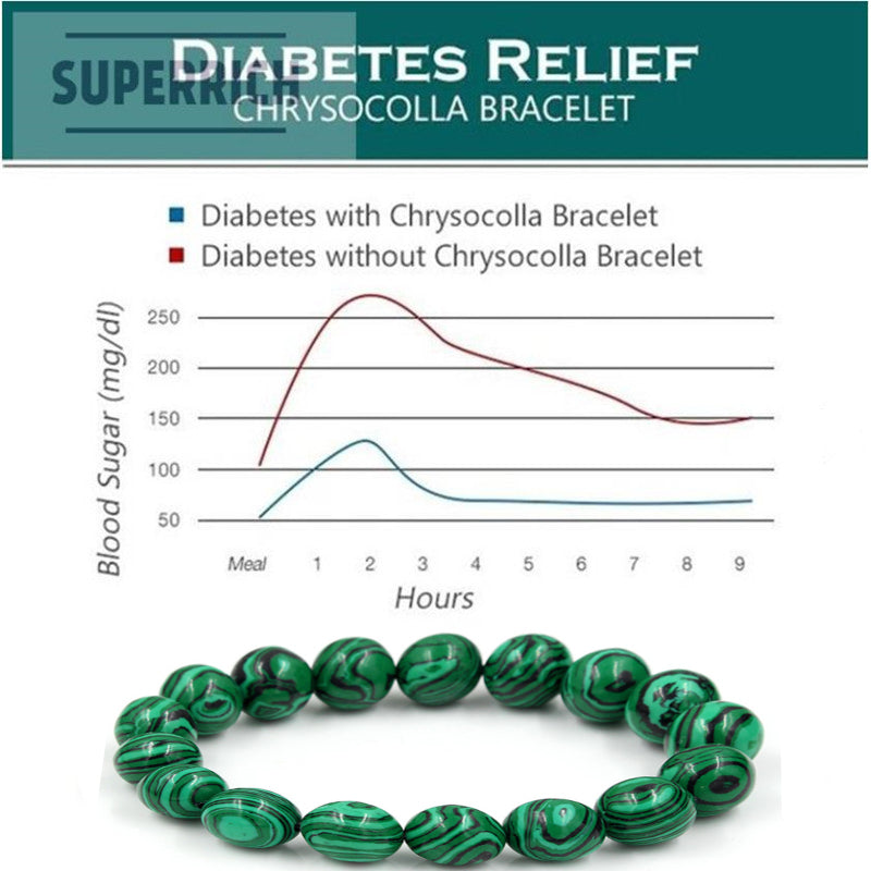 Diabetes Relief/ Anxiety/Depression relief Bracelet Lucky Jewelry Gift Chyscocolla / Malachite/ Black Agate