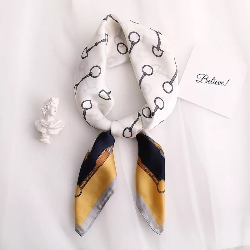 70*70cm Fashion Silk Satin Hair Scarf Women Handkerchief Printed Female Square Head Bandana Small Neck muffler hijab lady gir