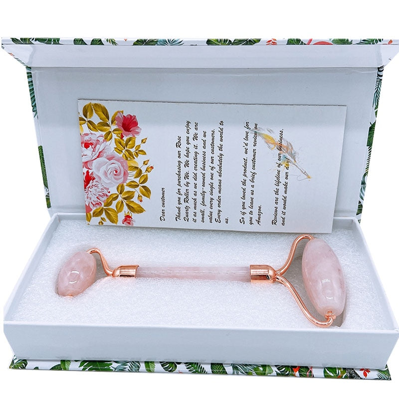 Traci K Beauty Jade Roller Facial Face Jade Massage Roller Rose Quartz Scraper Jade Massager Tools Slimming Face Natural Wrinkle Removal