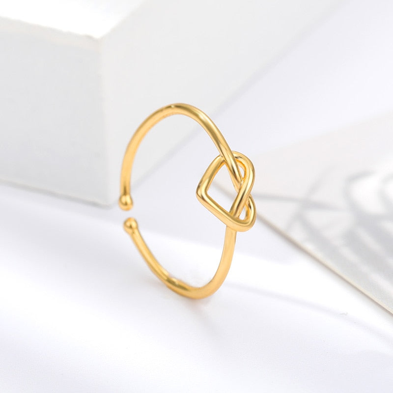 Stainless Steel Heart Rings for Women Girls Lover's Open Ring Gold Silver Color Couple Wedding Band Ring Boho Jewelry Anillos