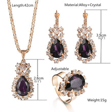 Load image into Gallery viewer, Water Drop White Blue Red Purple Black Rhinestones Jewelry Sets For Women Pendant/Necklace/Earrings/Rings
