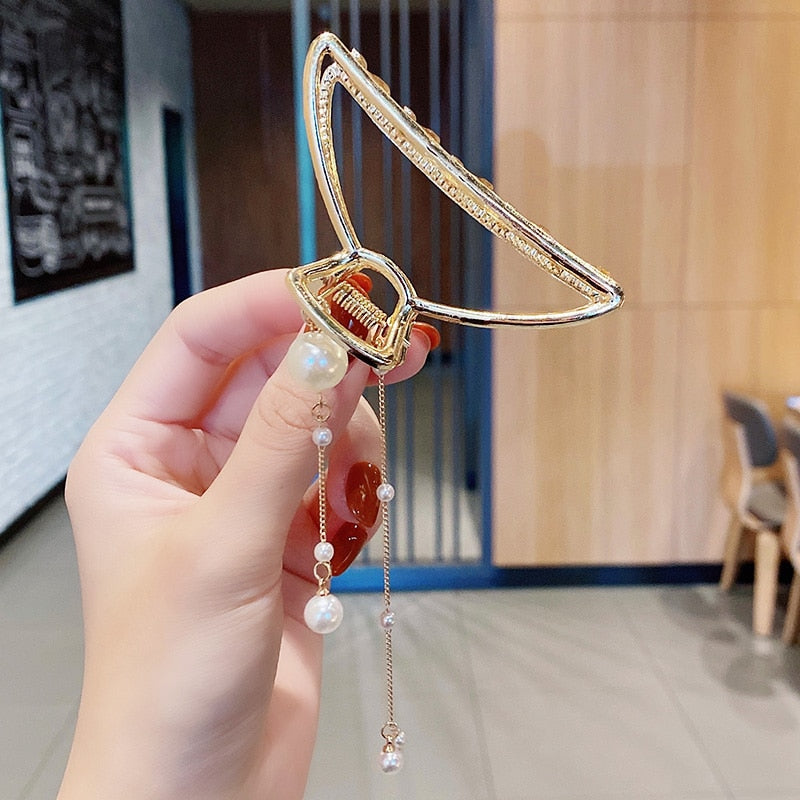 New Women Elegant Gold Silver Hollow Geometric Metal Hair Claw Vintage Hair Clips Headband Hairpin Fashion Hair Accessories