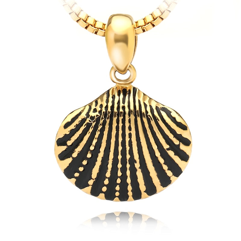 Scallop Shell Necklace For Women Girls Dainty Gold Chain Ketting Necklaces Pendents BFF Jewelry Long Statement Collares Mujer