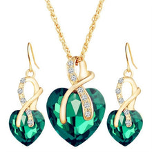 Load image into Gallery viewer, Fashion Jewelry Luxury Gold-color Romantic Austrian Crystal heart shape Chain Necklace Earrings Jewelry Sets
