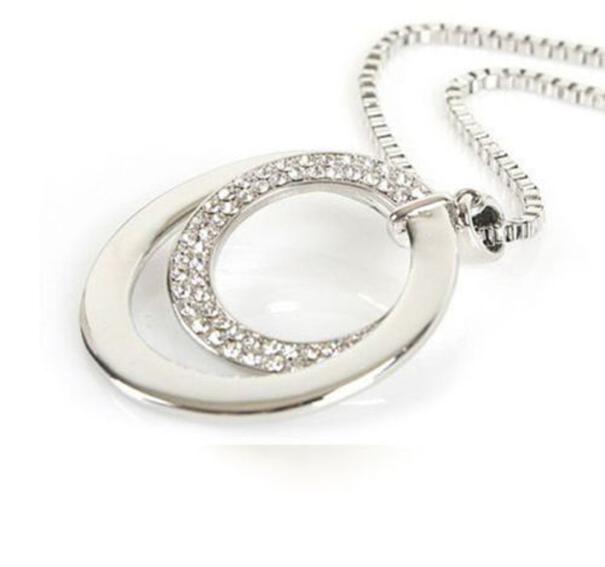 Top Sale Long Chain Women Fashion Crystal Rhinestone Silver Plated Pendant Necklace Gift Jewelry Accessories Torque