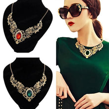 Load image into Gallery viewer, New Women Luxury Party Hollow Out Flower Oval Rhinestone Statement Bib Necklace Luxury Necklace, Oval Rhinestone, Hollow, Flower
