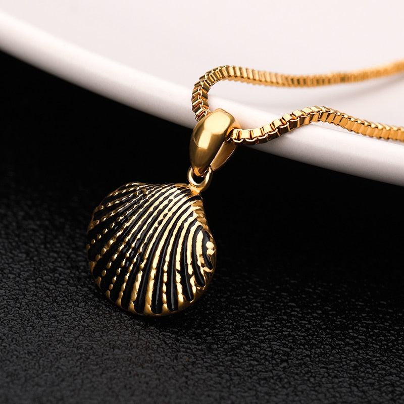 Scallop Shell Necklace For Women Girls Dainty Gold Chain Ketting Necklaces Pendents BFF Jewelry Long Statement Collares Mujer