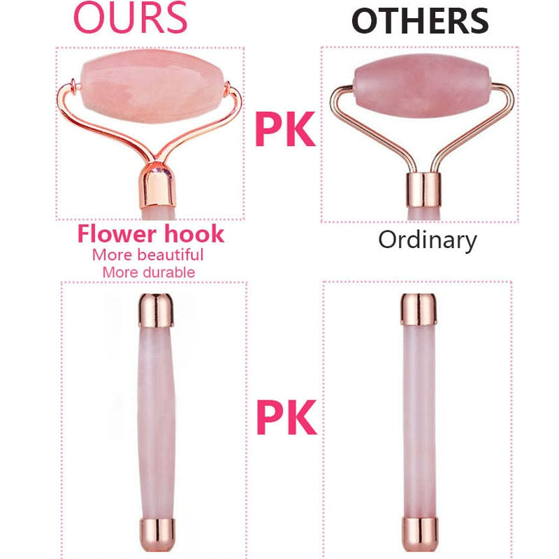 Traci K Beauty Jade Roller Facial Face Jade Massage Roller Rose Quartz Scraper Jade Massager Tools Slimming Face Natural Wrinkle Removal