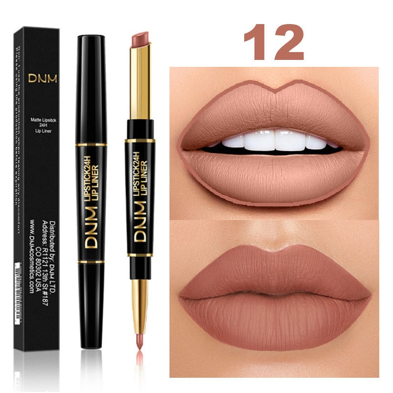 1pcs Double Ended Matte Lipstick Wateproof Long Lasting Lipsticks Brand Lip Makeup Cosmetics Dark Red Lips Liner Pencil TSLM1