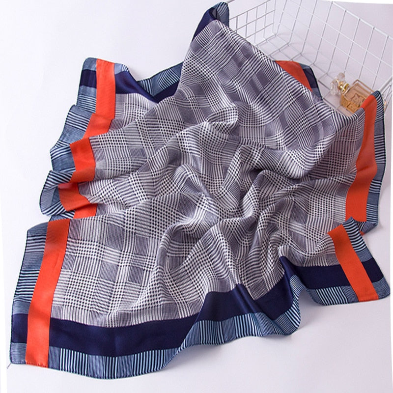 70*70cm Fashion Silk Satin Hair Scarf Women Handkerchief Printed Female Square Head Bandana Small Neck muffler hijab lady gir