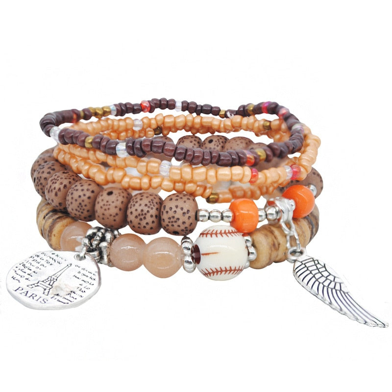 Crazy FengShu Natural Stone Strand Bracelets For Women Elastic 3 Layers Charm Bracelet Bangles Womens Wristband Gift Jewelry Gift