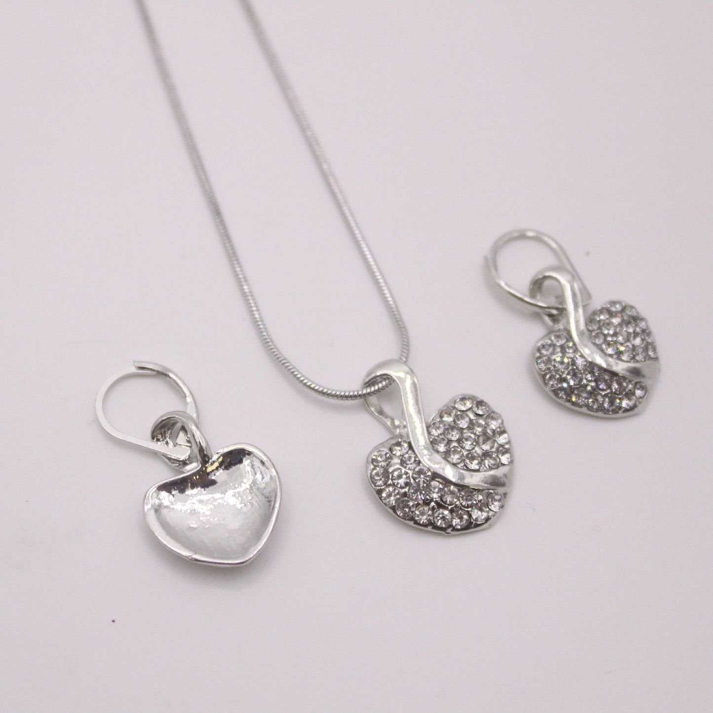 Fashion Jewelry Luxury Gold-color Romantic Austrian Crystal heart shape Chain Necklace Earrings Jewelry Sets
