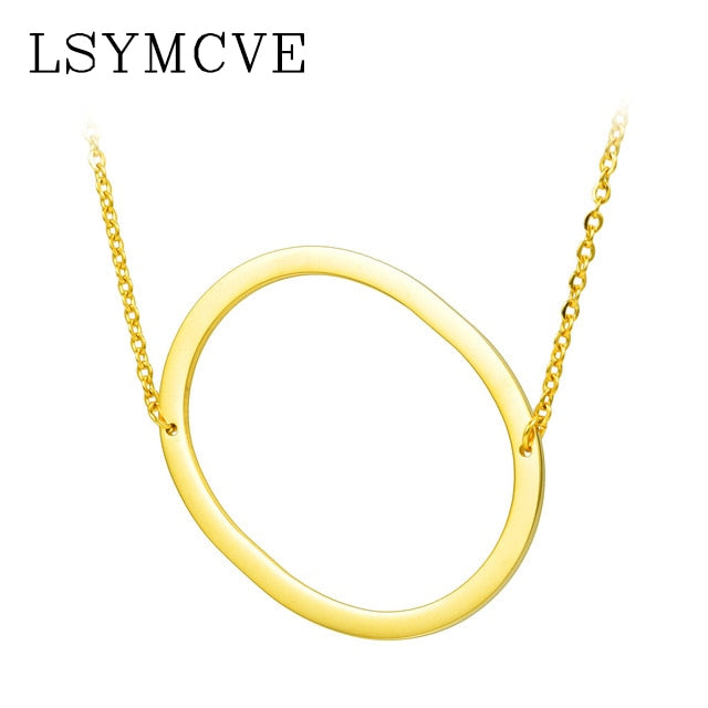 Women girl jewelry elegant chain alphabet letter pendant necklace 3 colors stainless steel choker initial necklace