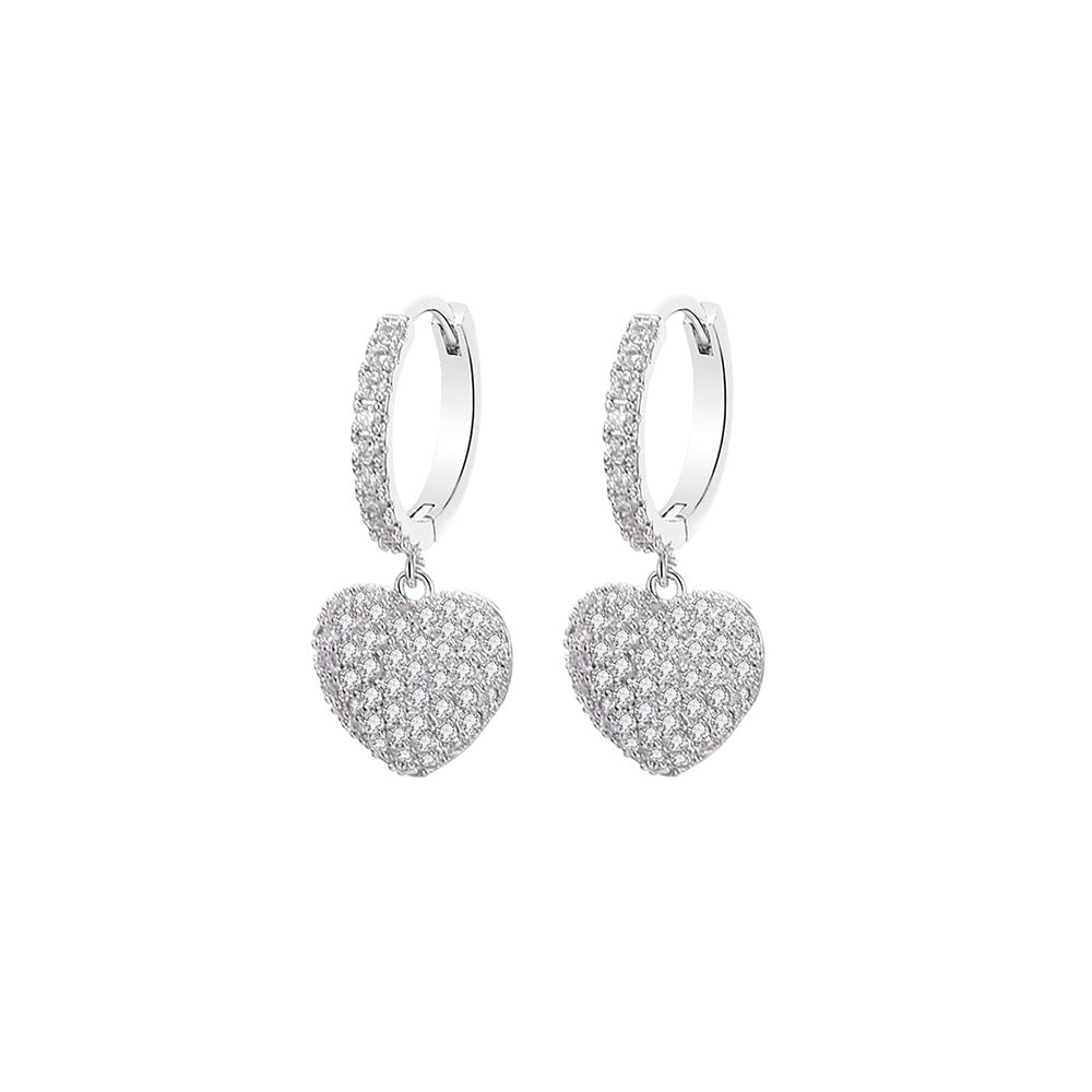 Cubic Zircon Peach Heart Drop Earrings For Women Cute Rose Gold Silver Color Earrings Luxury  Party Wedding Jewelry Lovely Gifts