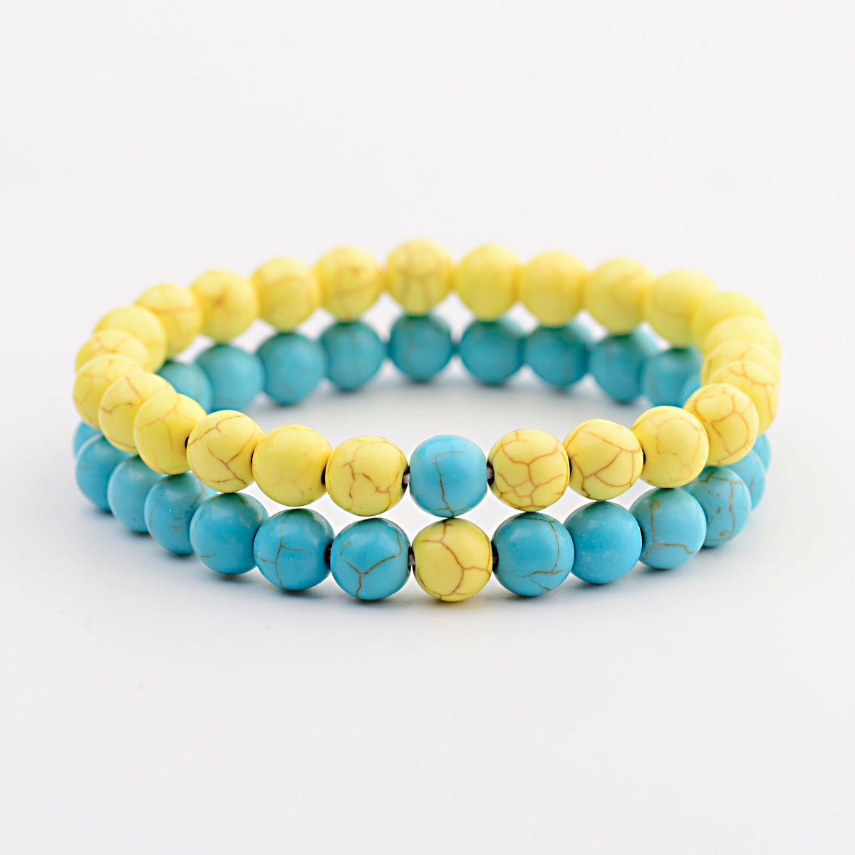2pcs/set  Weathered Stone Beaded Couple Bracelet Classic MoonStone Lovers Bracelet