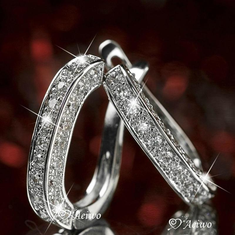 Fashion Round Crystal Studs Earrings Rhinestone Ear Clip for Women Jewelry Business Office Ladies Circle Ear Buckle Dropshipping