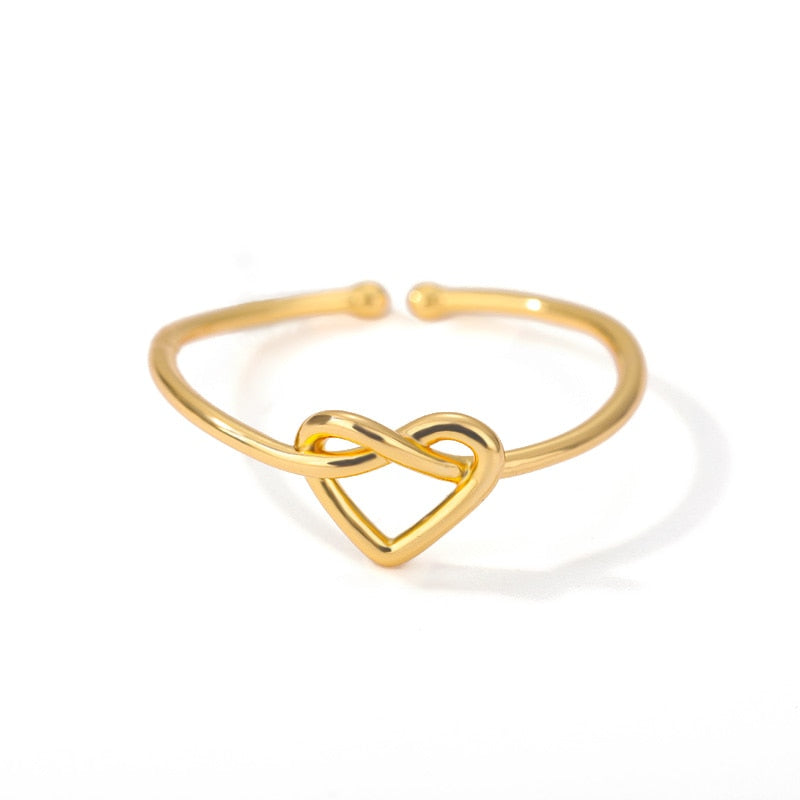 Stainless Steel Heart Rings for Women Girls Lover's Open Ring Gold Silver Color Couple Wedding Band Ring Boho Jewelry Anillos