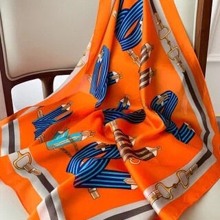 70*70cm Fashion Silk Satin Hair Scarf Women Handkerchief Printed Female Square Head Bandana Small Neck muffler hijab lady gir