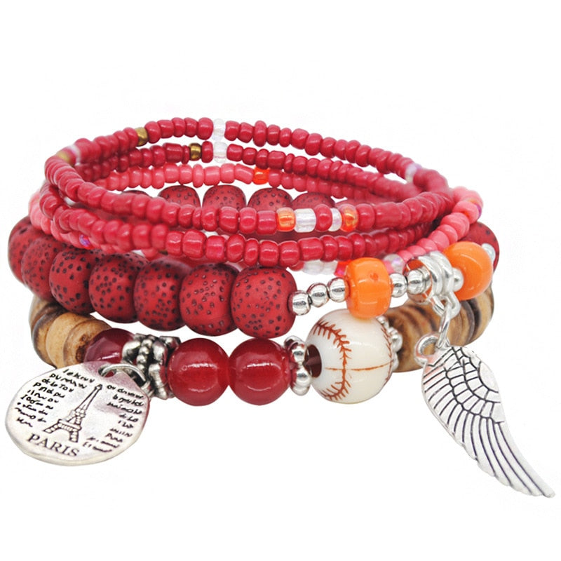 Crazy FengShu Natural Stone Strand Bracelets For Women Elastic 3 Layers Charm Bracelet Bangles Womens Wristband Gift Jewelry Gift