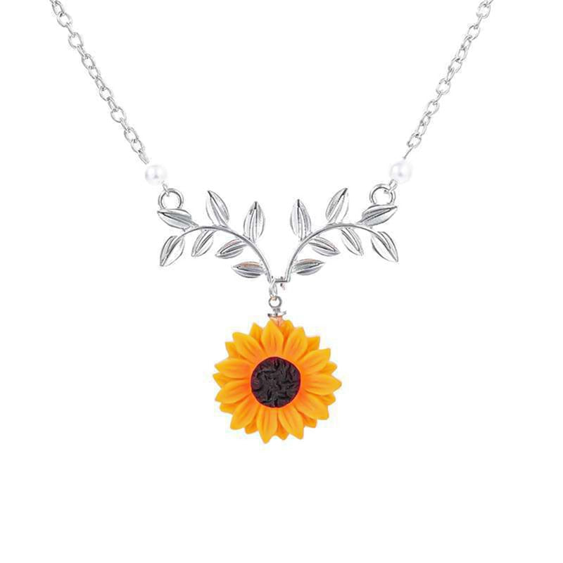 Sunflower Pendant Alloy Necklace For Women Creative Imitation Pearl Jewelry 🌻 UKraine support buying this product