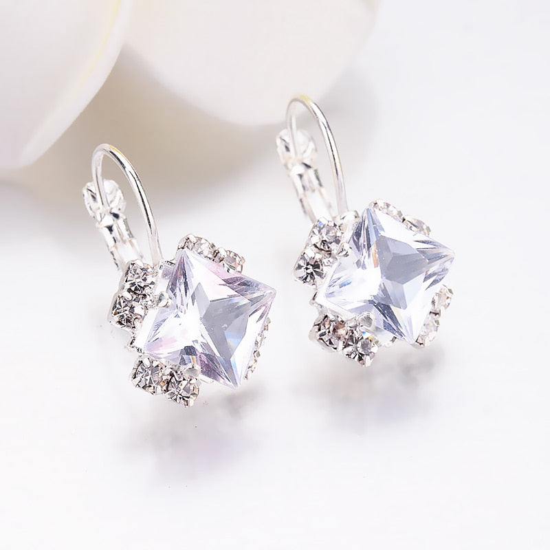 Fashion Charming Hoop Earrings Lady Super flash Single Row Rhinestones Earrings Ladies Accessories Jewelry 1 Pair