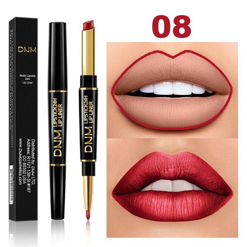 1pcs Double Ended Matte Lipstick Wateproof Long Lasting Lipsticks Brand Lip Makeup Cosmetics Dark Red Lips Liner Pencil TSLM1
