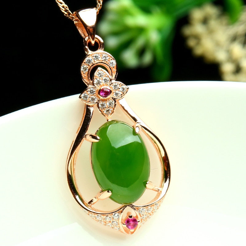 Natural Emerald Pendant Necklace 925 Sterling Silver Gemstones Choker Statement Necklace Engagement Wedding Necklace For Women