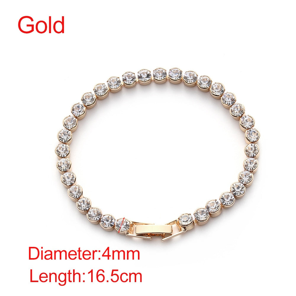 1 Pcs Crystal Rhinestone Jewelry Gold/Silver Color Bracelet Chain Women Pageant Bridesmaid Wedding Party Hot Sale Gift Crystal Bracelet