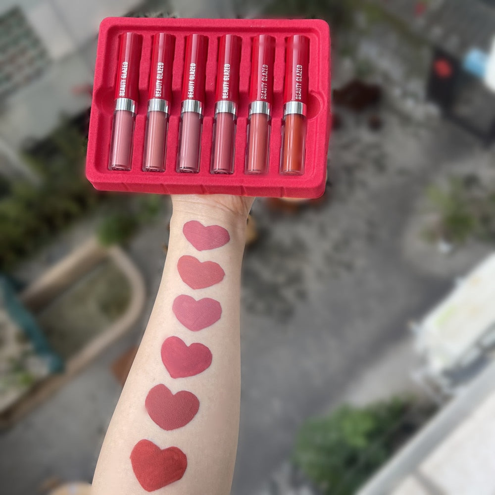 BEAUTY GLAZED💋🎄 Holiday Liquid Lipstick set Matte Lip Gloss Cosmetic Lightweight  Long Lasting Lip Tint Waterproof 6 Color Lips Makeup