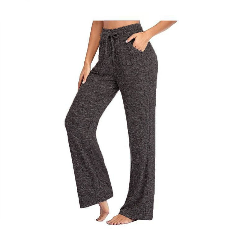 New Fashion Empire Bandage Women's Long Pants 2021 Casual Loose Solid Pocket Ladies Straight-leg Pants Plus Size
