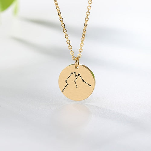 Twelve Constellations Charms Necklace Leo Aries Taurus Gemini Cancer Virgo Libra Scorpio Sagittarius Capricorn Aquarius Pisces