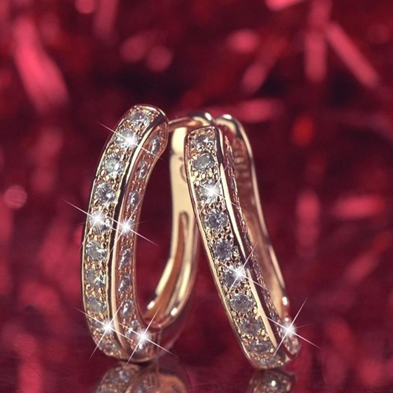 Fashion Round Crystal Studs Earrings Rhinestone Ear Clip for Women Jewelry Business Office Ladies Circle Ear Buckle Dropshipping