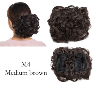 LARGE Comb Clip In Curly Hair Extension Synthetic Hair Pieces Chignon Women Updo Cover Hairpiece Extension Hair Bun