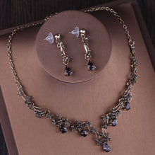 Load image into Gallery viewer, Rising from the Ashes to Beauty -Jewelry Set Baroque Gold Color Black Crystal Heart Bridal Jewelry Sets Rhinestone Crowns Tiaras Necklace Earrings Wedding Dubai Jewelry Set
