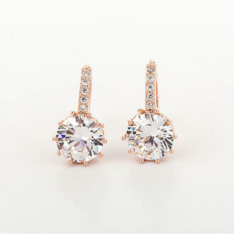 Fashion Charming Hoop Earrings Lady Super flash Single Row Rhinestones Earrings Ladies Accessories Jewelry 1 Pair