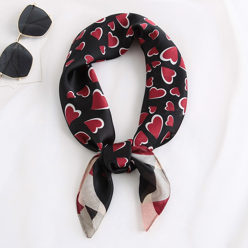 70*70cm Fashion Silk Satin Hair Scarf Women Handkerchief Printed Female Square Head Bandana Small Neck muffler hijab lady gir