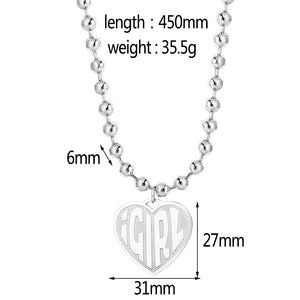 iGIRL necklace she devil Women Igirl Heart Pendant Necklace Stainless Steel Harajuku Female Gothic Streetwear Chain Necklace