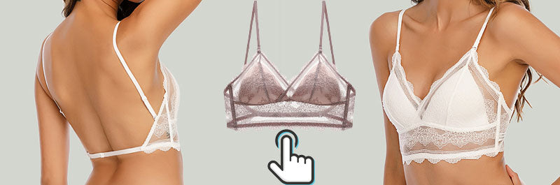 Sexy Backless Bra Lace Deep U Low Back Bralette Thin Cup Brassiere Halter Soft Seamless Elastic Underwear Tank Tops Encaje Mujer