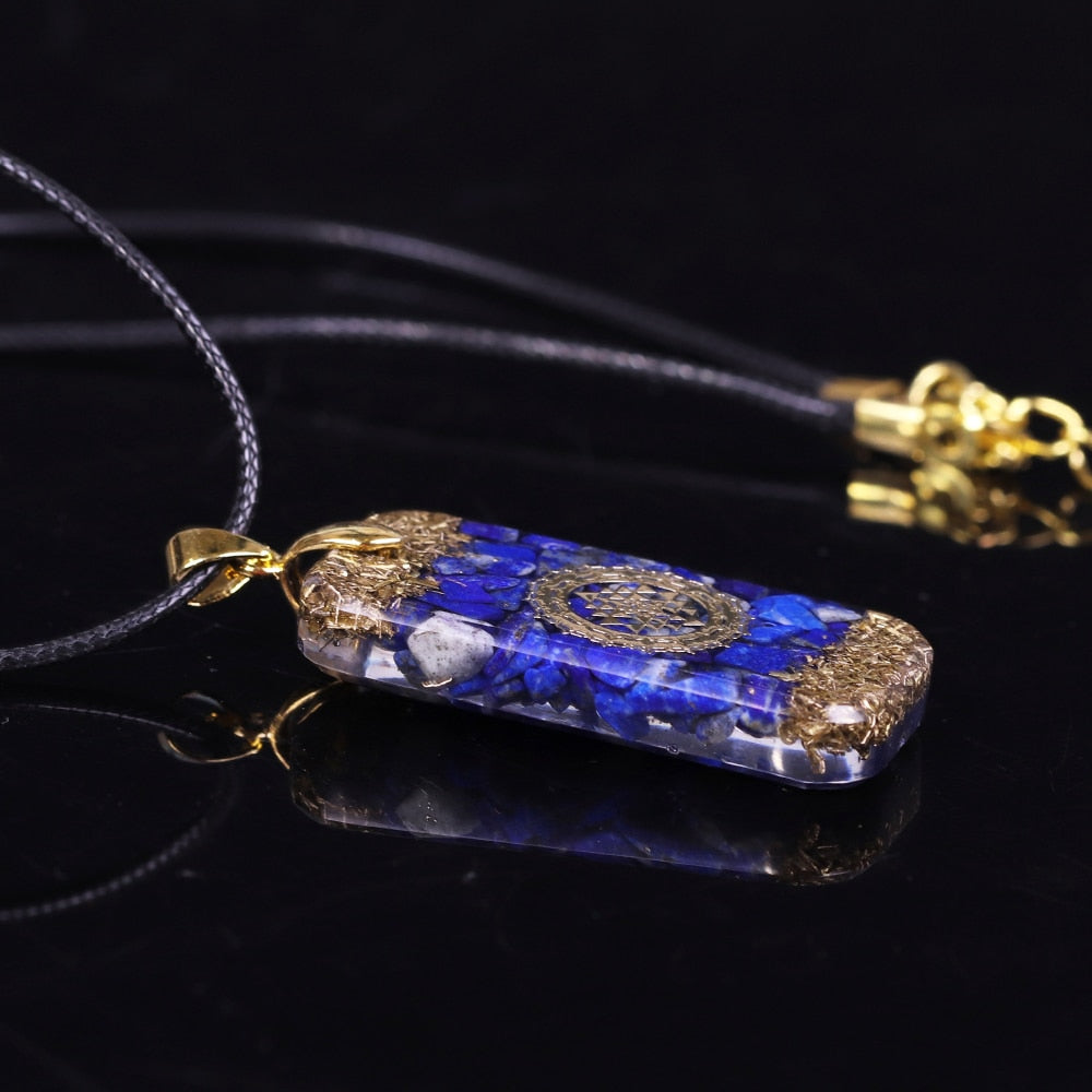 Orgonite Energy Pendant Natural Lapis Lazuli Reiki Energy Necklace Mysterious Resin Chakra Stone Growth Business Amulet