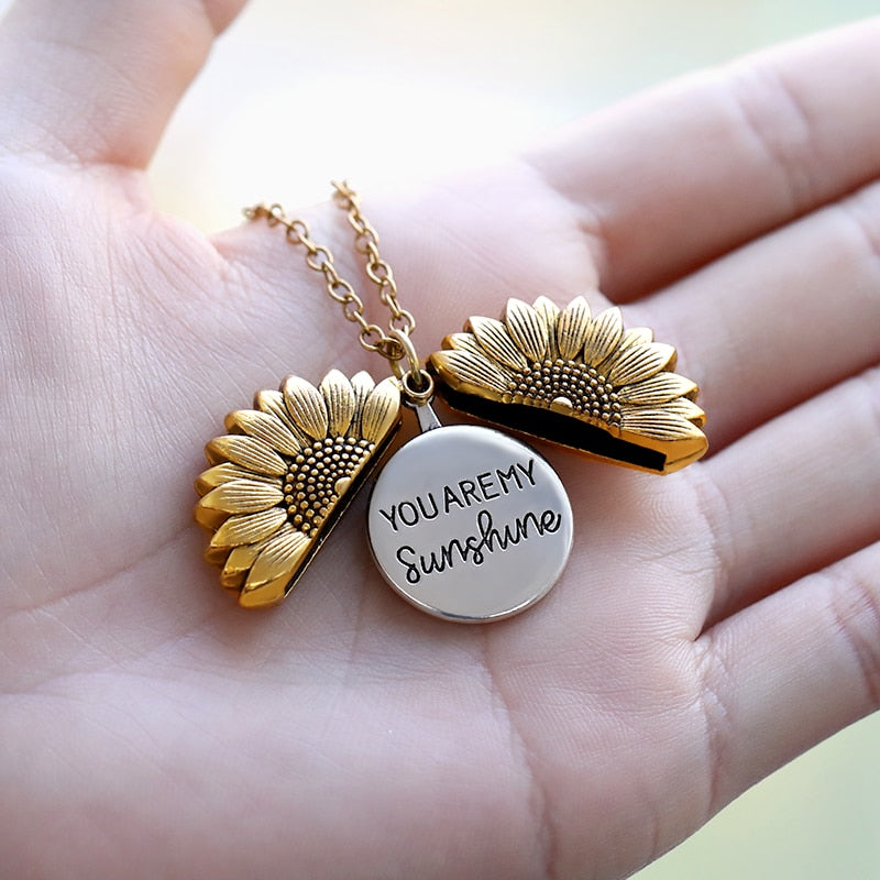 You Are My Sunshine Necklaces For Women Lover Rose Gold Silver Color Long Chain Female Sunflower Pendant Necklace 🌻 buying this product supports UKraine