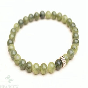 6mm Peridot Gemstone Mala Stretchy Bracelets 7.5 inches Tibet silver cuff men Bless Handmade pray energy Stretchy Yoga Reiki