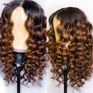 Highlight Loose Deep Wave Wig Colored Human Hair Wigs Honey Blonde Deep Curly Lace Front Human Hair Wigs Brazilian Closure Wigs
