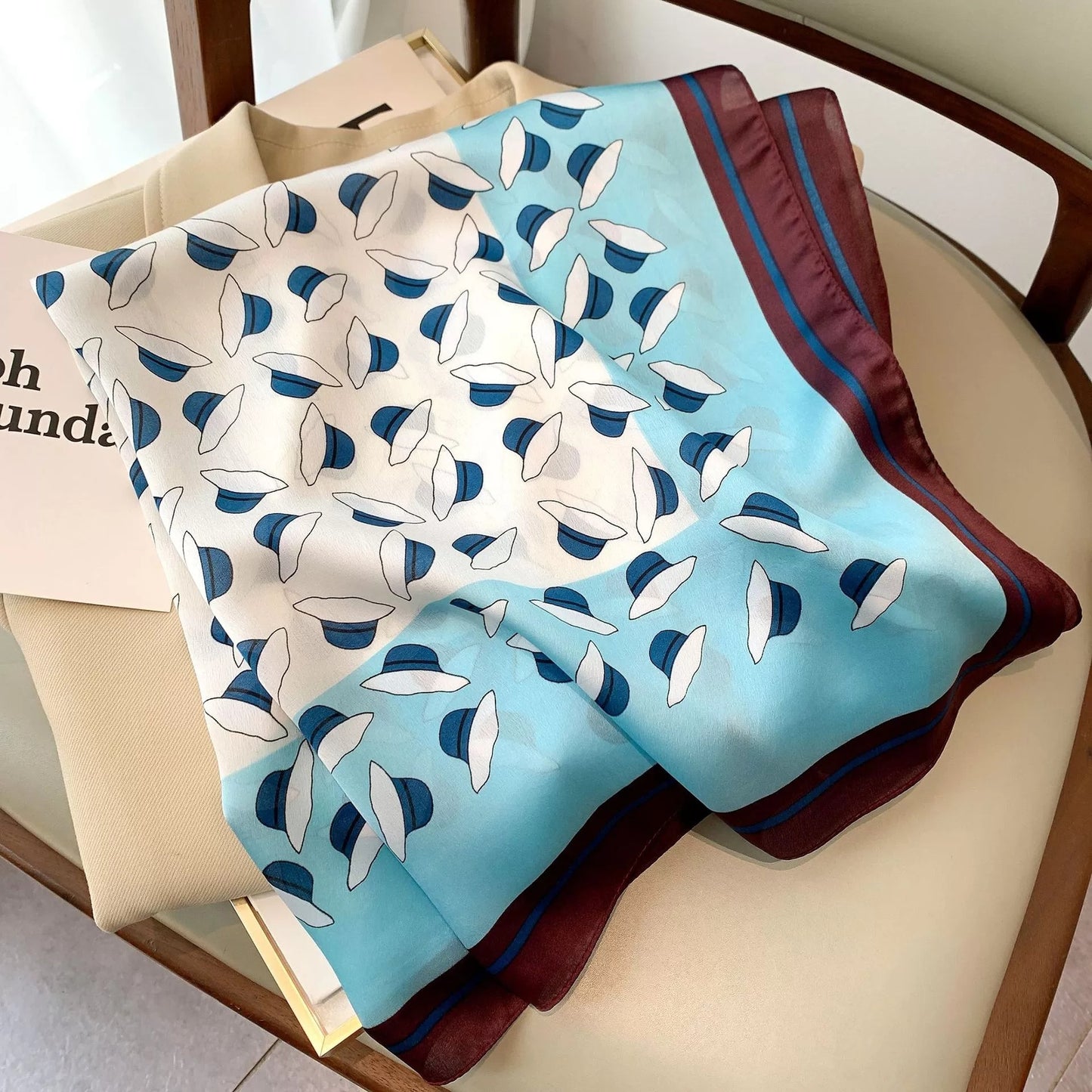 70*70cm Fashion Silk Satin Hair Scarf Women Handkerchief Printed Female Square Head Bandana Small Neck muffler hijab lady gir