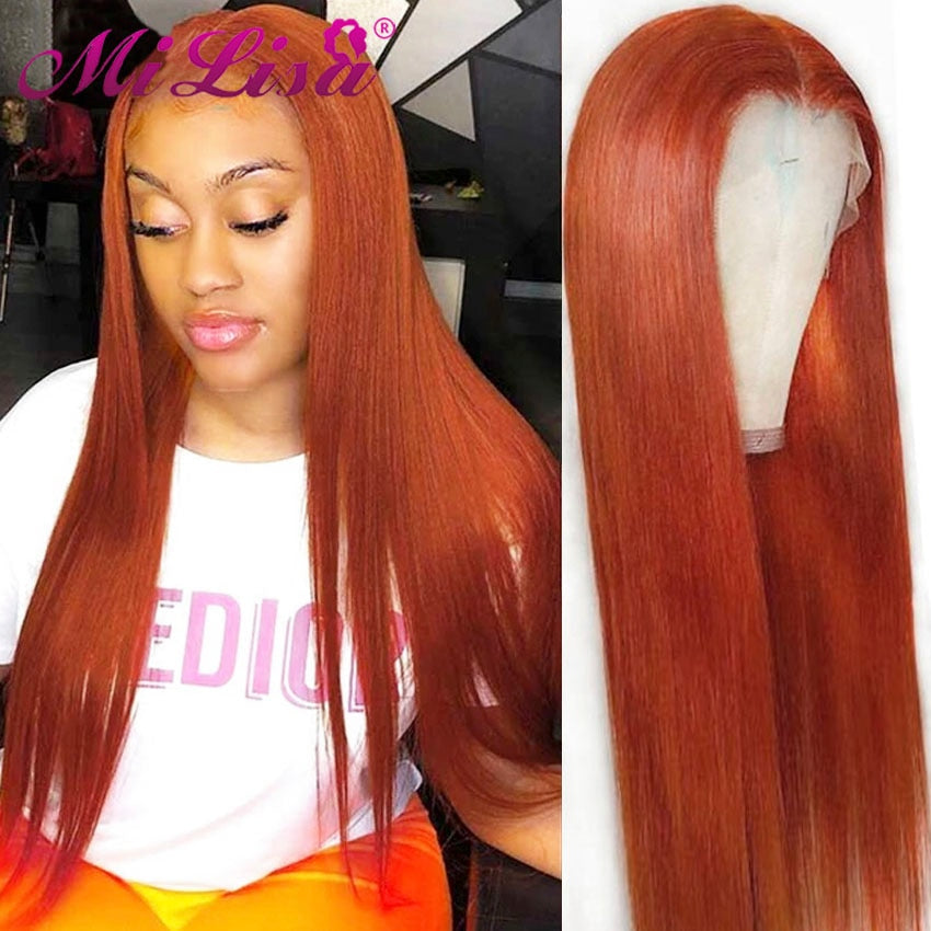 Burgundy Straight Lace Front Human Hair Wig 613  Blonde Orange Blue Lace Front Wig Brazilian Remy HD Lace Frontal Wigs For Women