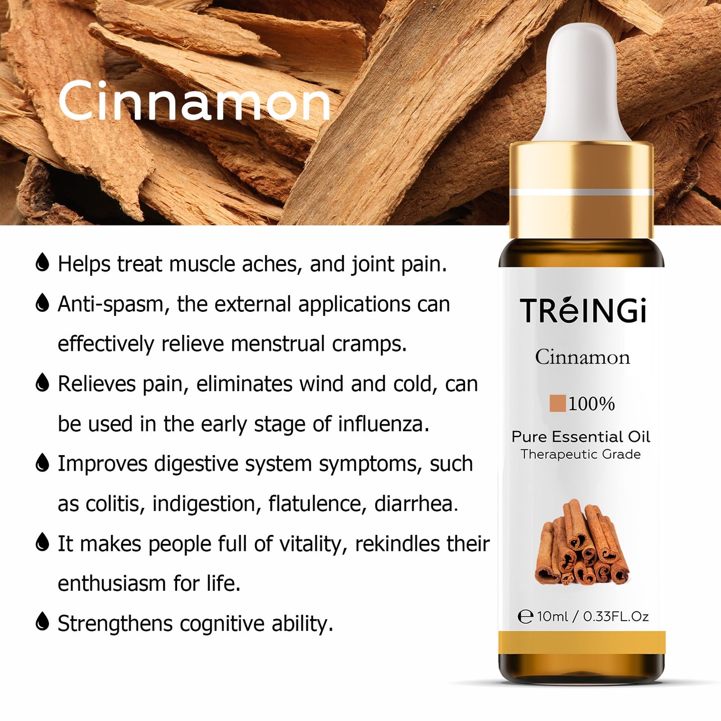 10ml Pure Natural Essential Oils -Jasmine Lavender Rose Vanilla Mint Sage Cinnamon Bergamot Tea Tree Oil with Dropper