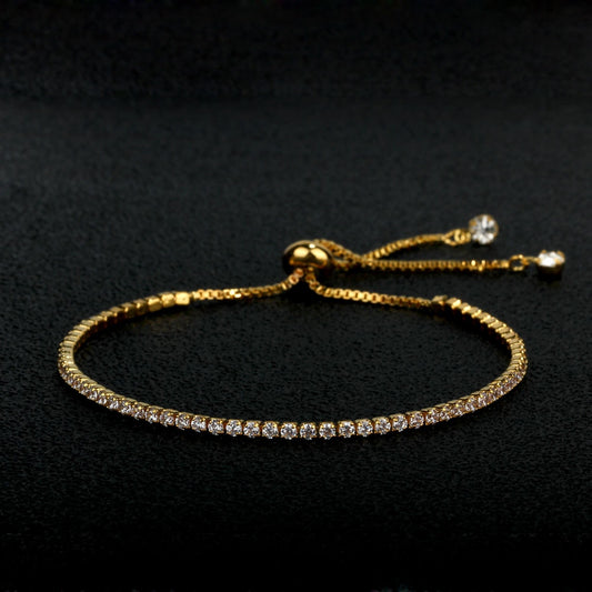 925 Sterling Silver  Bracelets Tennis Adjustable Gold Chain Bracelet Bangle Fine Jewelry Women Gift (Lam Hub Fong)