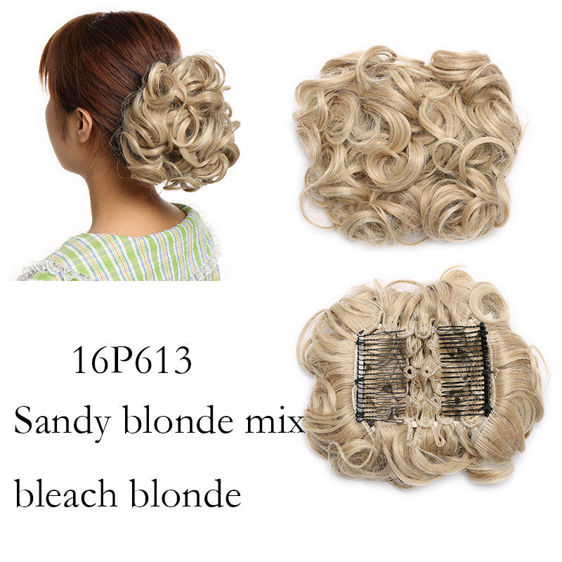 LARGE Comb Clip In Curly Hair Extension Synthetic Hair Pieces Chignon Women Updo Cover Hairpiece Extension Hair Bun